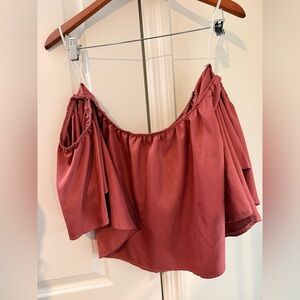 Elegant Off-Shoulder Dark Mauve Top